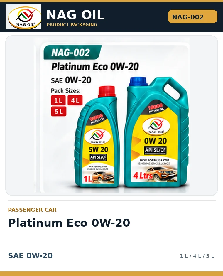 NAG OIL Platinum Eco 0W-20, SAE 0W-20, packaging artwork