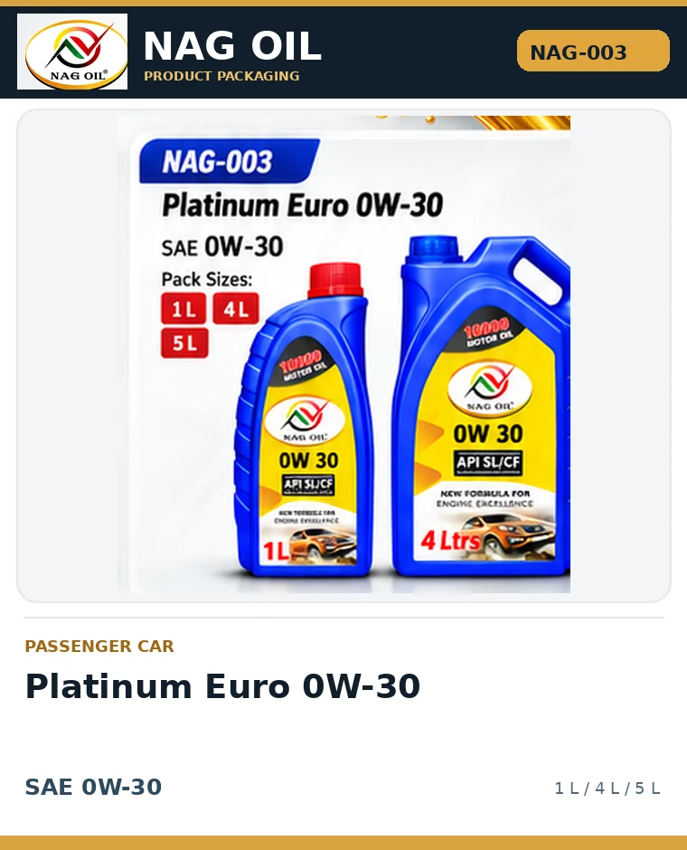 NAG OIL Platinum Euro 0W-30, SAE 0W-30, packaging artwork