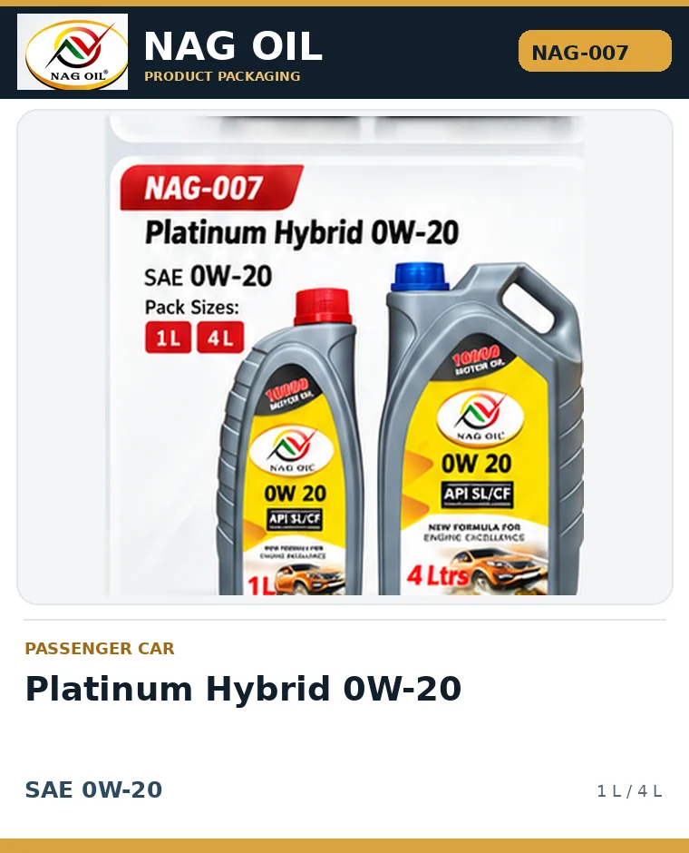 NAG OIL Platinum Hybrid 0W-20, SAE 0W-20, packaging artwork