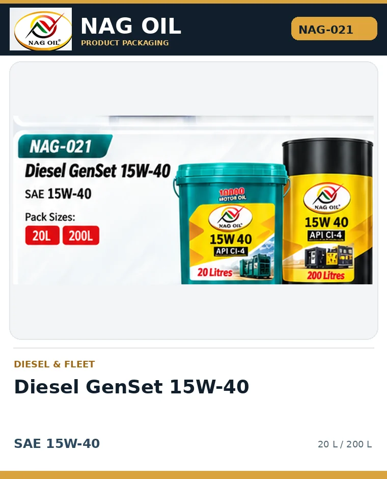 NAG OIL Diesel GenSet 15W-40, SAE 15W-40, packaging artwork