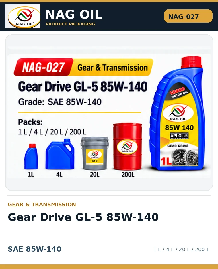 NAG OIL Gear Drive GL-5 85W-140, SAE 85W-140, packaging artwork