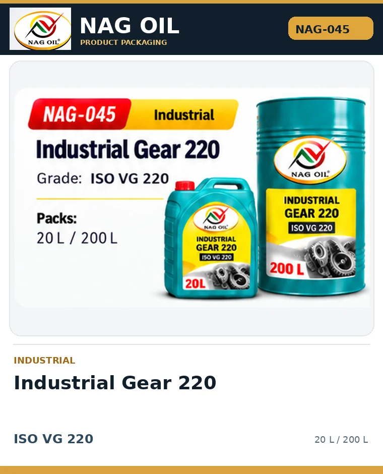 NAG OIL Industrial Gear 220, ISO VG 220, packaging artwork