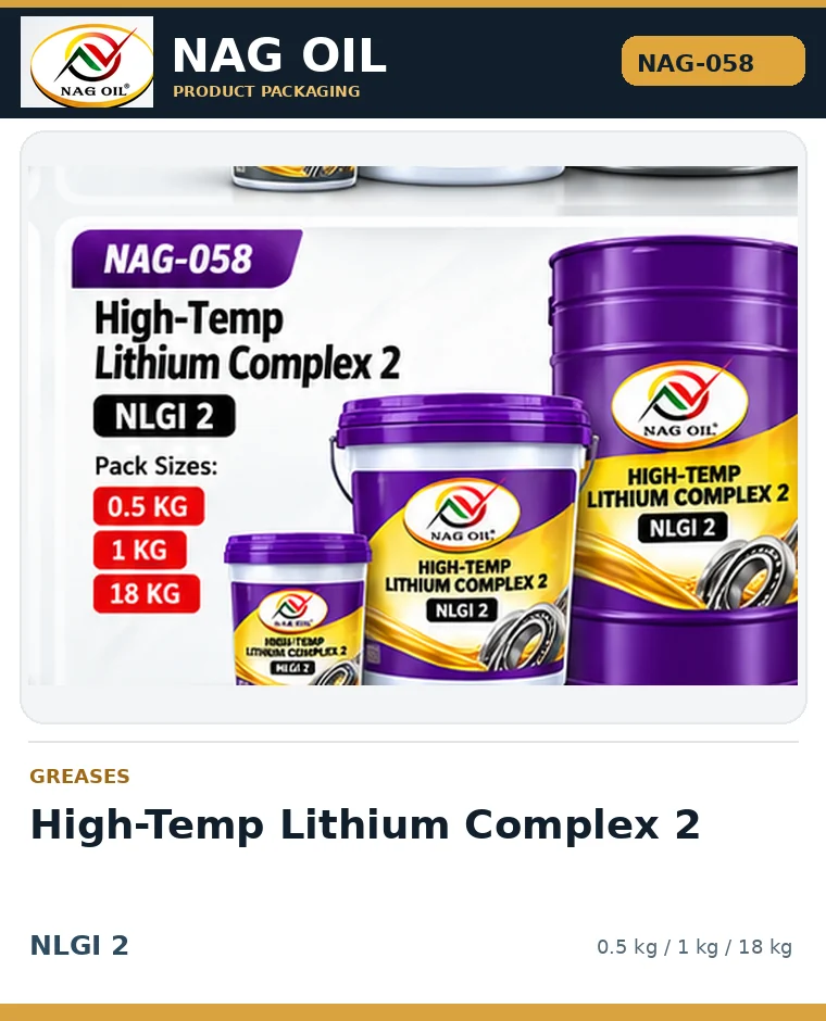 NAG OIL High-Temp Lithium Complex 2, NLGI 2, packaging artwork