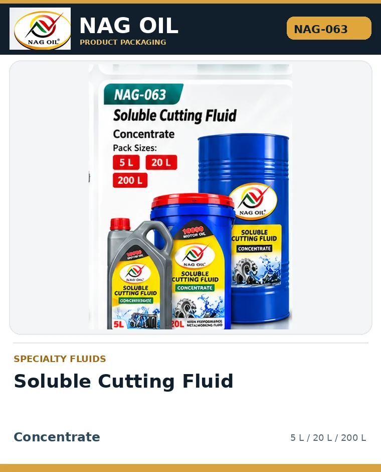 NAG OIL Soluble Cutting Fluid, Metalworking concentrate, packaging artwork